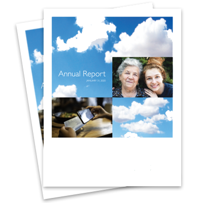 Cover of the 2019 to 2020 annual report.